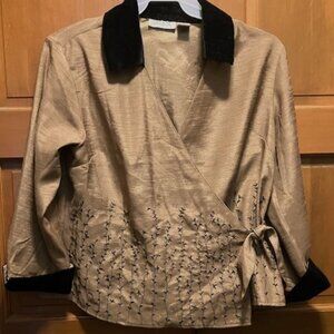 Selene SPORT  Sz XL, Black Velvet Collar/Cuffs, bronze, Black Embroideed Floral